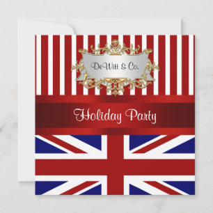 UK England Vlag Party Invitation Red White Blue Kaart