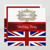 UK England Vlag Party Invitation Red White Blue Kaart (Voorkant / Achterkant)