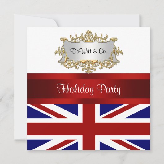UK England Vlag Party Invitation Red White Blue Kaart (Voorkant)