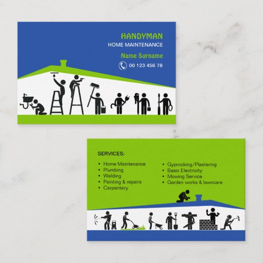 UK / Euro, 8.5 cm x 5.5 cm Business Card Visitekaartje (Voorkant / Achterkant)