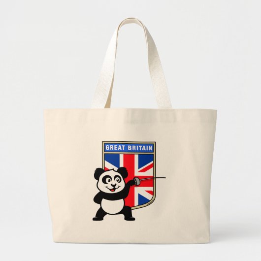 UK Fencing Panda Grote Tote Bag (Voorkant)