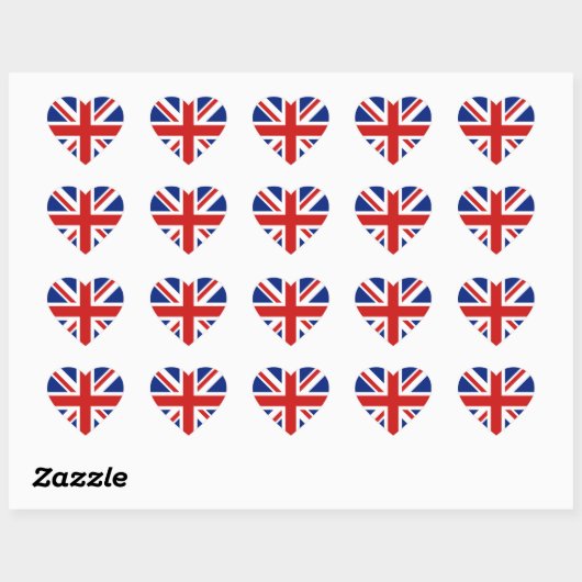UK Flag Heart Sticker (Vel)