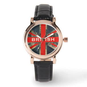 UK Flag Union Jack Custom Leather Strap Horloge