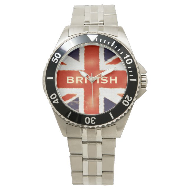 UK Flag Union Jack Custom Roestvrij staal horloge (Voorkant)