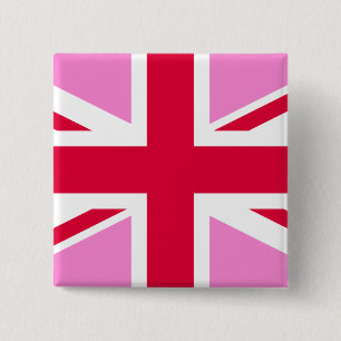 UK Gay Pride (Pink Union Jack) (Gay British Flag) Vierkante Button 5,1 Cm