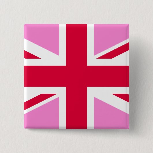 UK Gay Pride (Pink Union Jack) (Gay British Flag) Vierkante Button 5,1 Cm (Voorkant)