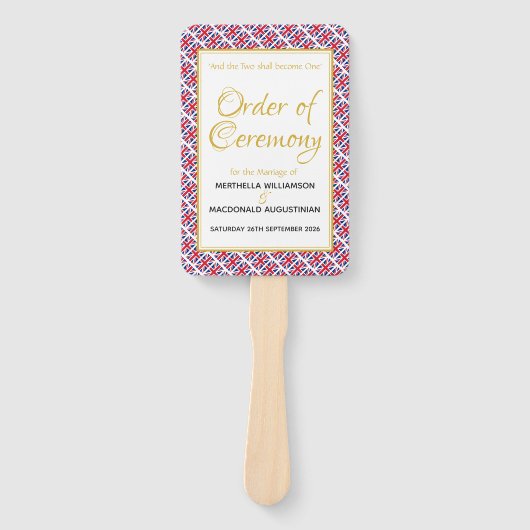 UK GROOT-BRITTANNIË Christelijk huwelijksprogramma Handwaaier (Voorkant)