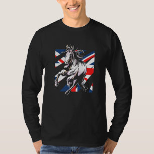 UK Groot-Brittannië Flag Horse Riding Equestrian S T-shirt