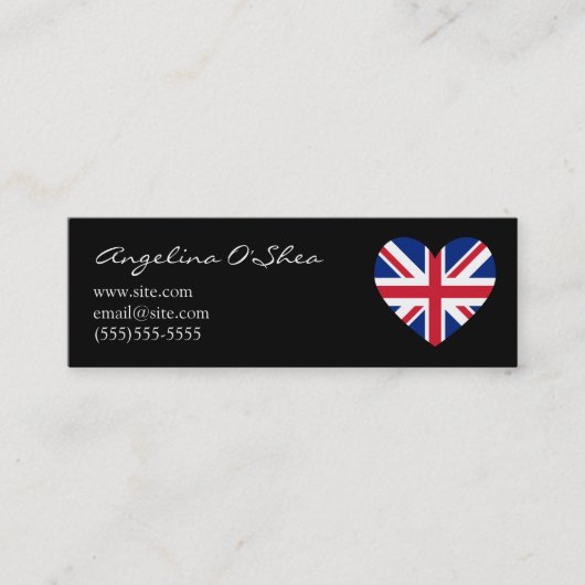 UK Hart Slanke Visitekaart Mini Visitekaartje (Voorkant)