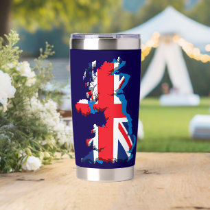 UK Kaart Union Jack Britse Thermische Reis Tumbler Geïsoleerde Drinkbeker