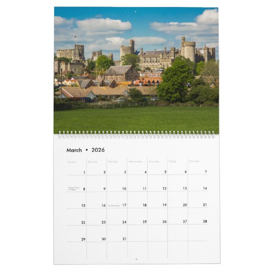 UK Kalender Engeland Kalender LandmarkKalender (Mar 2026)