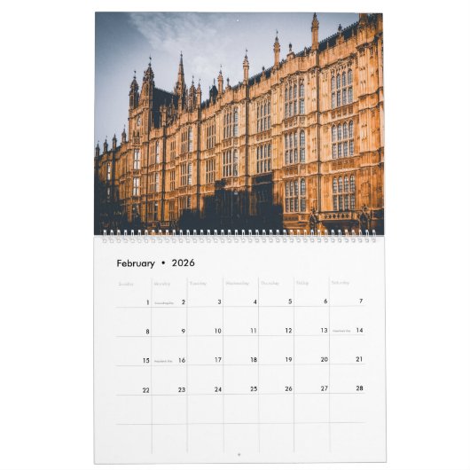 UK Kalender Engeland Kalender LandmarkKalender (Feb 2026)