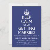 UK Keep Calm Wedding Britain Blue Crown Aankondiging (Voorkant)