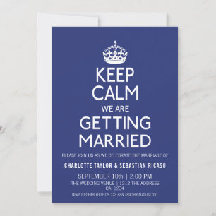 UK Keep Calm Wedding Britain Blue Crown Aankondiging