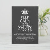UK Keep Calm Wedding Britain Chalkboard Crown Aankondiging (Staand voorkant)