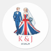 UK Paar Bruiloft Ronde Sticker (Voorkant)