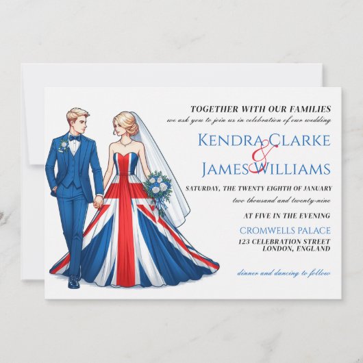 UK paar bruiloft uitnodiging (Voorkant)