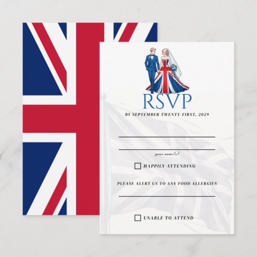 UK Paar RSVP-kaart RSVP Kaartje (Voorkant / Achterkant)