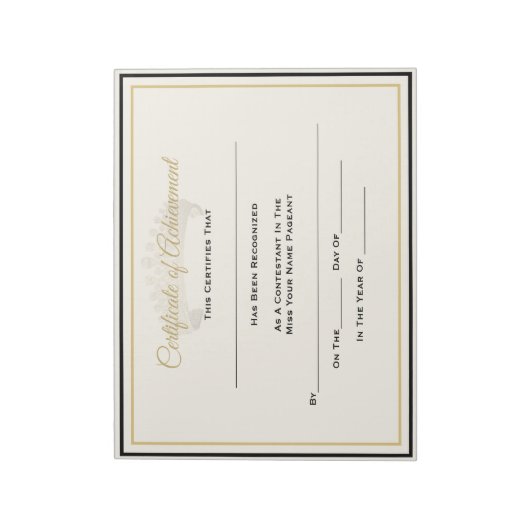UK Pageant Crown Certificate Achievement Award Notitieblok (Linkerzijde)