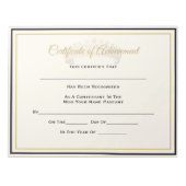 UK Pageant Crown Certificate Achievement Award Notitieblok (Voorkant)