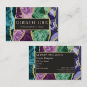 UK Peacock Watercolor Agate Visitekaartje (Voorkant / Achterkant)