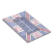UK Police Box Union Jack Hand Illustrated Line Art Notitieboek (Rechterzijde)