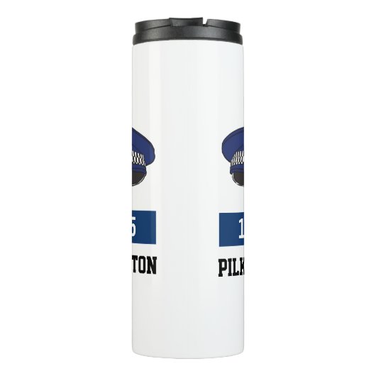 UK Police Flat Pet - Nummer en naam toevoegen. Pol Thermosbeker (Achterkant)