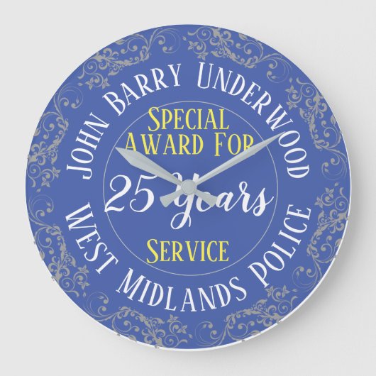 UK Police Long Service Award met dienstjaren Grote Klok (Voorkant)