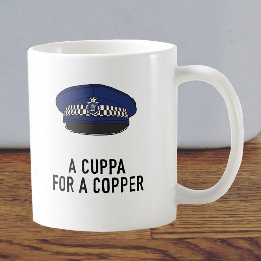 UK Policeman with Flat Cap - Cuppa for a Copper Koffiemok