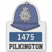 UK politieagent helm met naam en nummer Sticker (Voorkant)