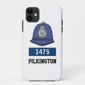 UK politieagent helm - Voeg nummer en naam toe Case-Mate iPhone Case (Achterkant)