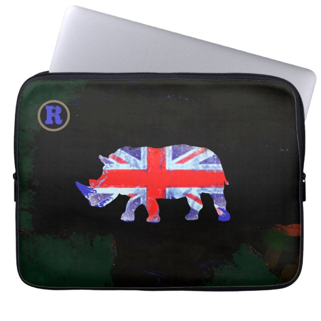 uk rhino animal art laptop sleeve (Voorkant)