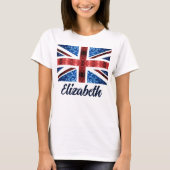 UK rode blauwe glitters glitters Aangepaste naam T-shirt (Voorkant)