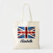 UK rood blauw schittert glitters Custom name Tote Bag (Voorkant)