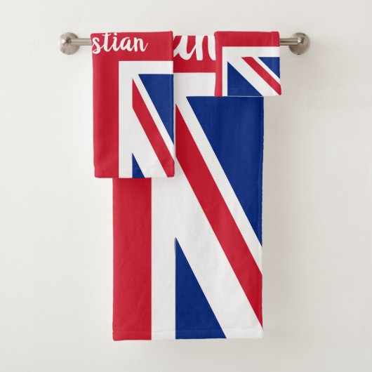 UK Union Jack Brits thema gepersonaliseerd Bad Handdoek (Insitu)