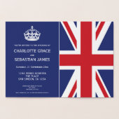 UK Union Jack Britse bruiloft thema (blauw) Folie Kaarten (Binnen)