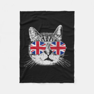UK Union Jack Britse vlag Engeland Cat Sungles Gif Fleece Deken