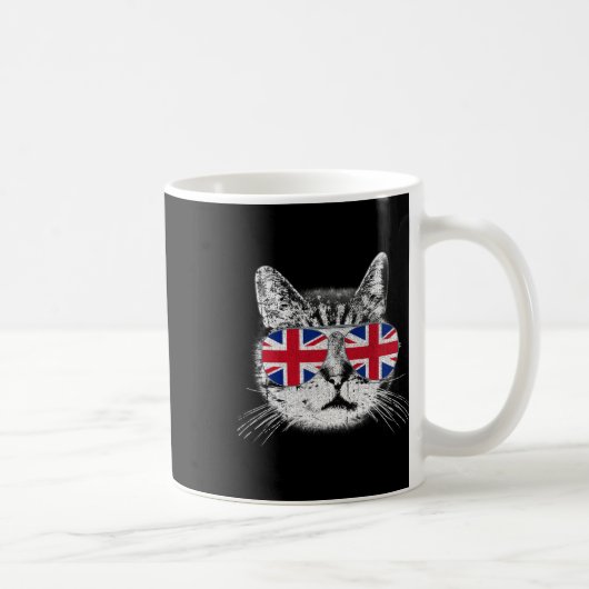 UK Union Jack Britse vlag Engeland Cat Sungles Gif Koffiemok (Rechts)