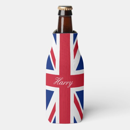UK Union Jack Britse Vlag Gepersonaliseerd Flesjeskoeler (Fles Voorkant)