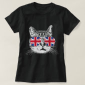 UK Union Jack Flag English Cat Lover Briti T-shirt (Design voorkant)