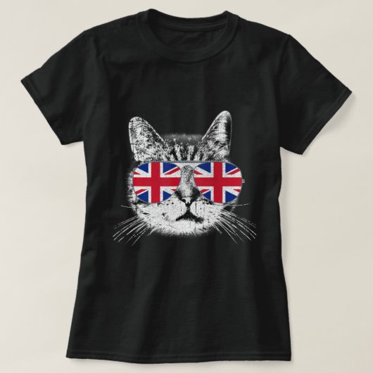 UK Union Jack Flag English Cat Lover Briti T-shirt (Design voorkant)