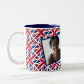 UK UNION JACK FLAG Fotosjabloon Voeg Jouw tekst to Tweekleurige Koffiemok (Links)
