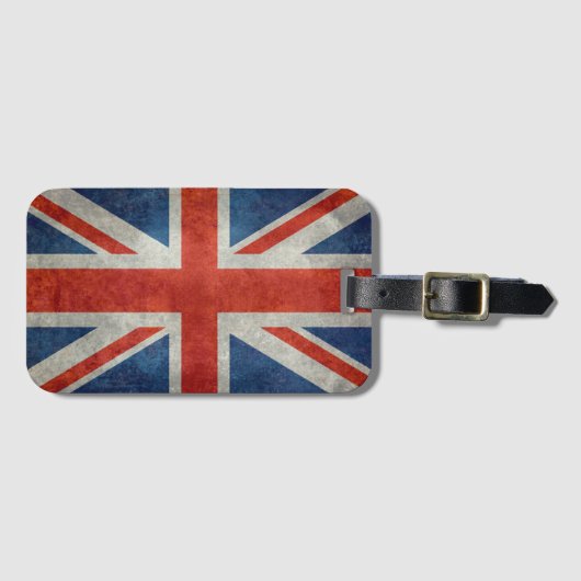 UK Union Jack Flag in retro stijl  texturen Bagagelabel (Voorkant (horizontaal))