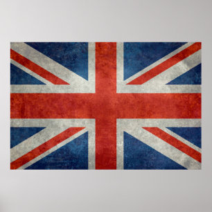 UK Union Jack Flag in retro stijl  texturen Poster