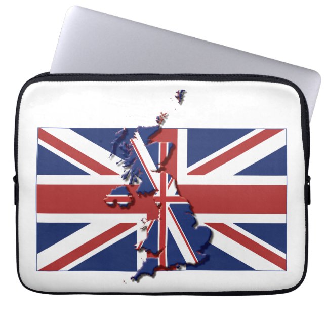UK UNION JACK Flag Map Patriottic Computer Laptop Sleeve (Voorkant)