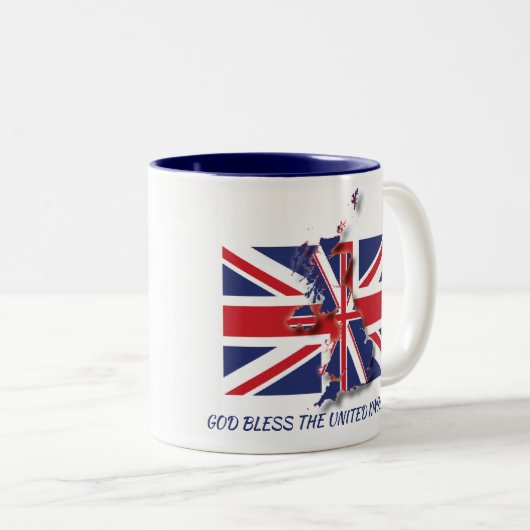 UK UNION JACK FLAG Scripture Aangepaste tekst Patr Tweekleurige Koffiemok (Voorkant rechts)