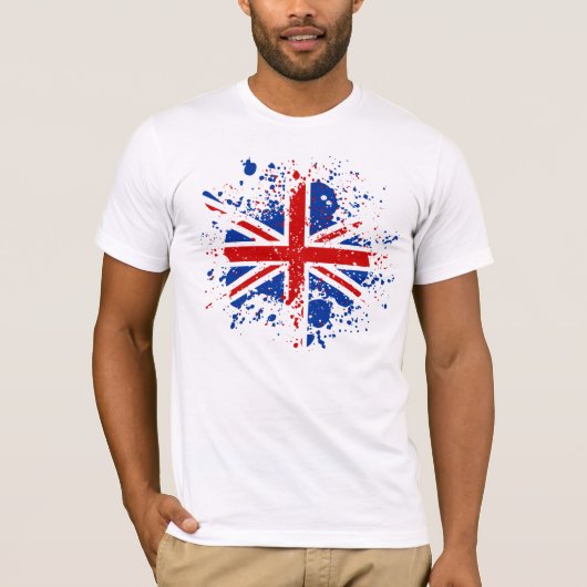 UK Union Jack Splash Colors Flag T-Shirt (Voorkant)