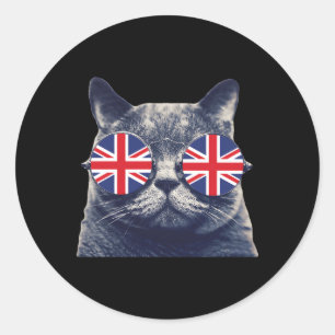 UK Union Jack Vlag Engels Engeland Kat Brits Ronde Sticker