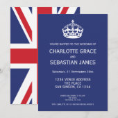 UK Union Jack Wedding Britain Blue Crown Aankondiging (Voorkant / Achterkant)