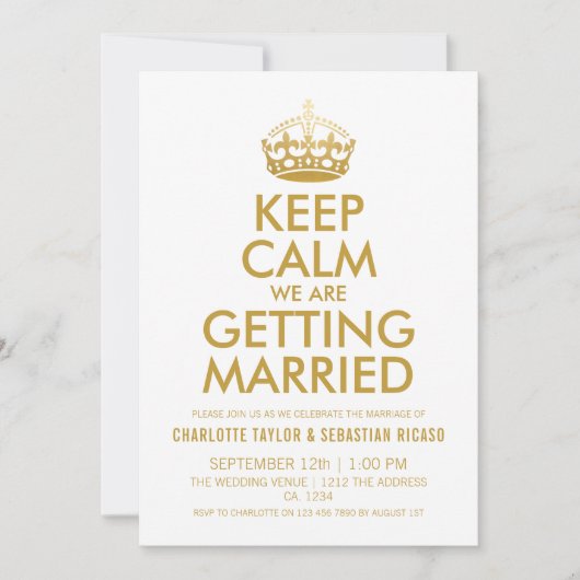 UK Union Jack Wedding Britain Gold Crown Aankondiging (Voorkant)